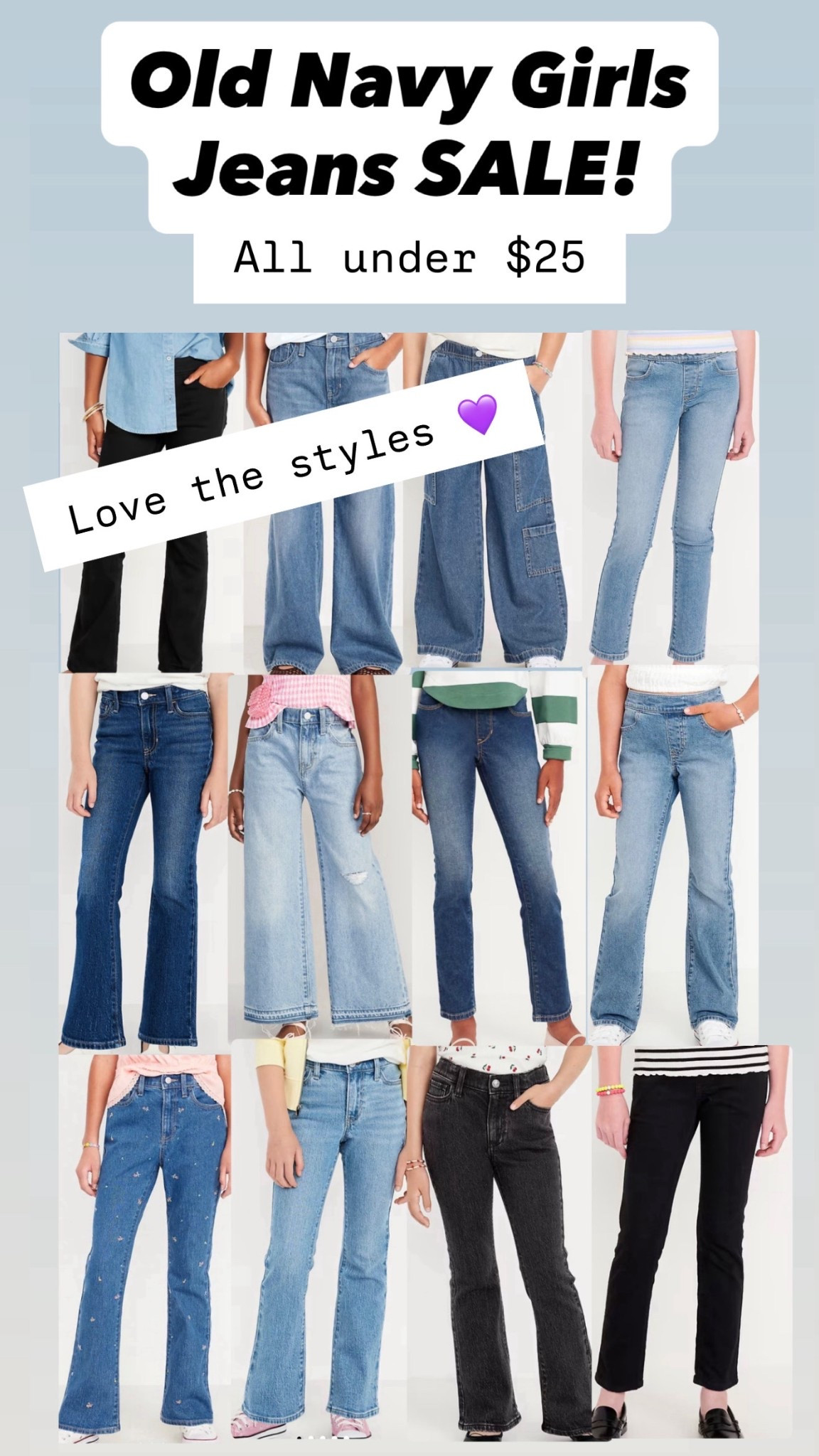 Old Navy jeans for girls 💜🩷 these are some of the styles on sale. Scoop them up! 

#LTKSaleAlert #LTKKids