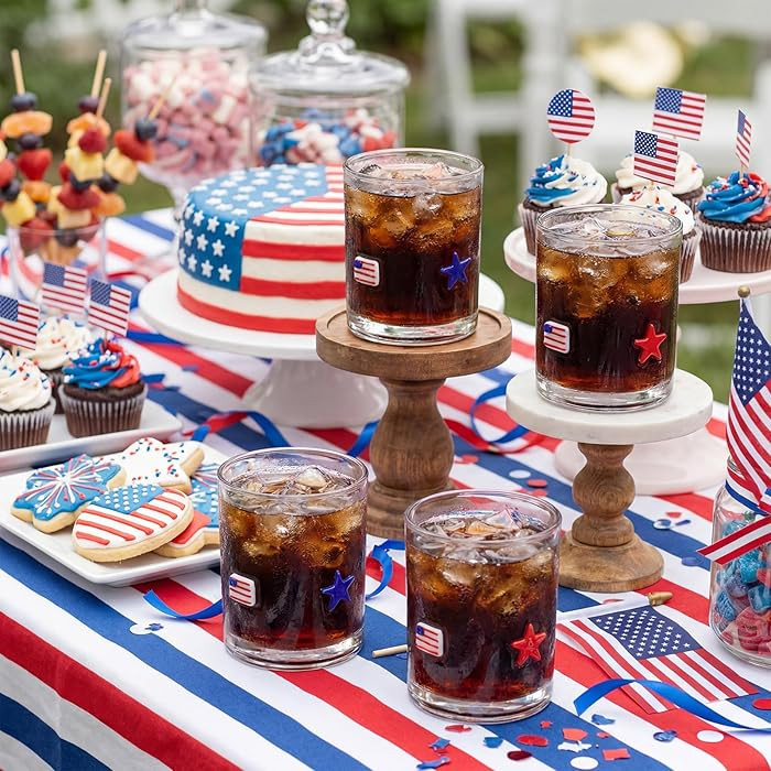 SiliFine 4 Pack 250th Anniversary American Flag 4th of July Icon Glass Cups 14oz Patriotic Stemle... | Amazon (US)