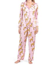 2pc Floral Cheetah Notch Collar Pajama Set | Marshalls