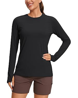 CRZ YOGA Womens UPF 50+ Sun Protection Long Sleeve Workout Shirts Quick Dry Outdoor Hiking Runnin... | Amazon (US)