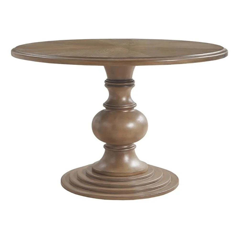 Pemberly Row Round Farmhouse Wood Pedestal Dining Table in Walnut | Walmart (US)