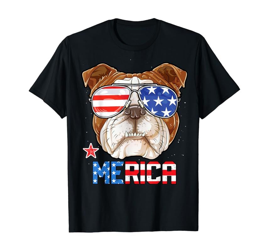 English Bulldog Merica 4th of July T shirt Boys Dog Puppy | Amazon (US)