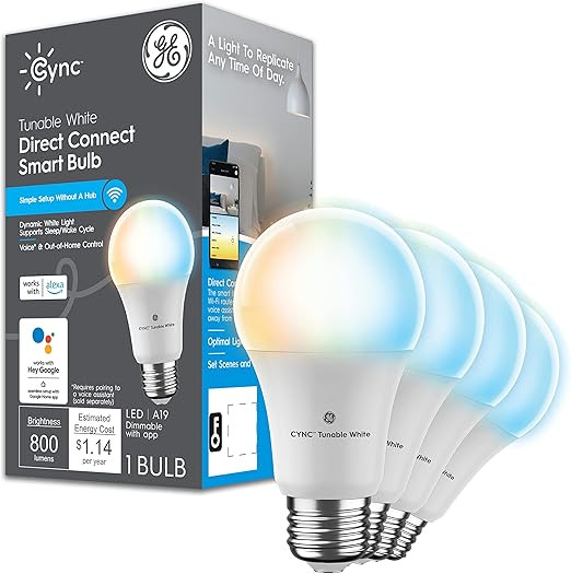 GE Lighting GE CYNC Smart LED Light Bulbs, Tunable White, Bluetooth and W-Fi Lights, Compatible w... | Amazon (US)