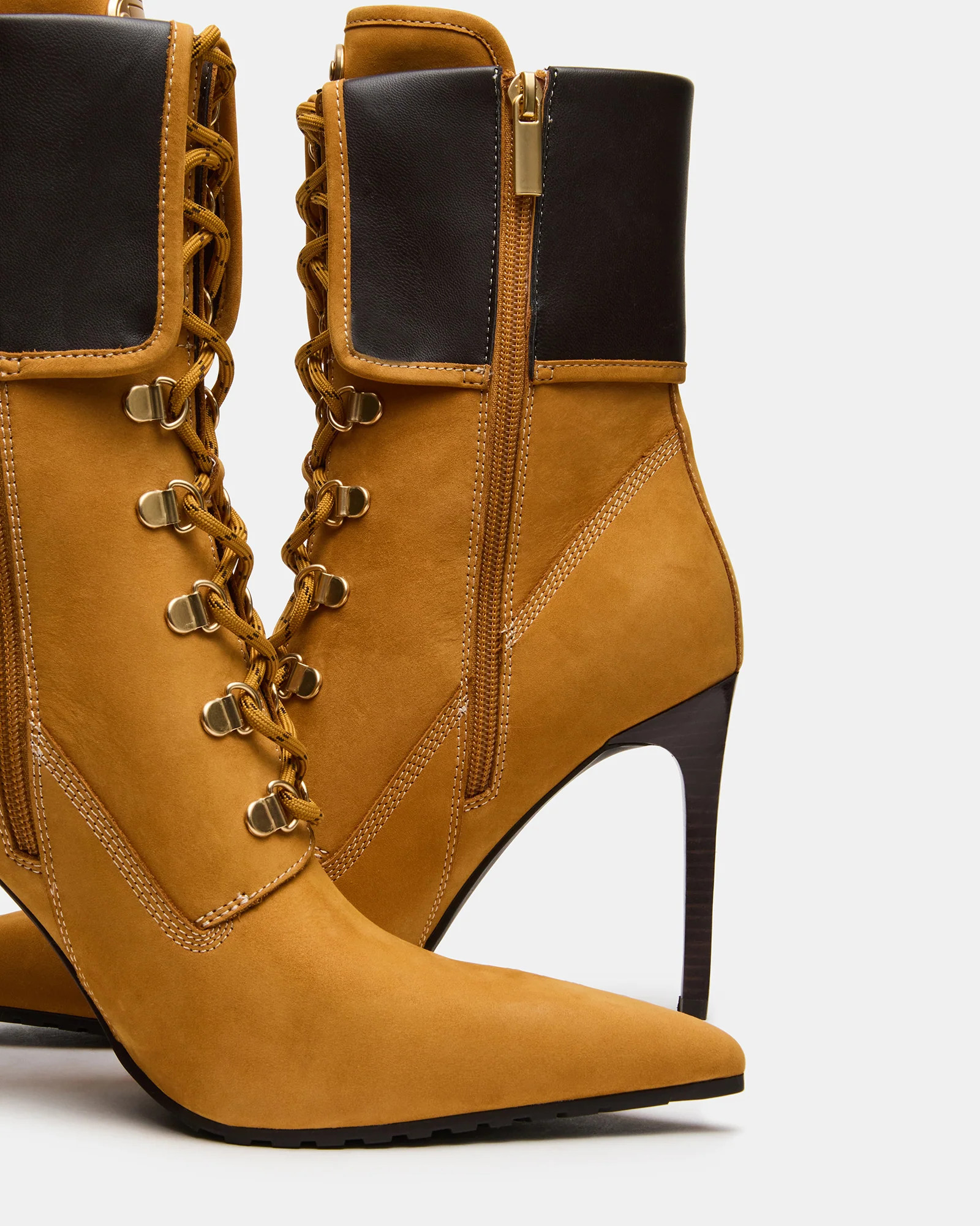 MORALS Wheat Nubuck Pointed-Toe Lace-Up Women's Ankle Boot | Steve Madden (US)