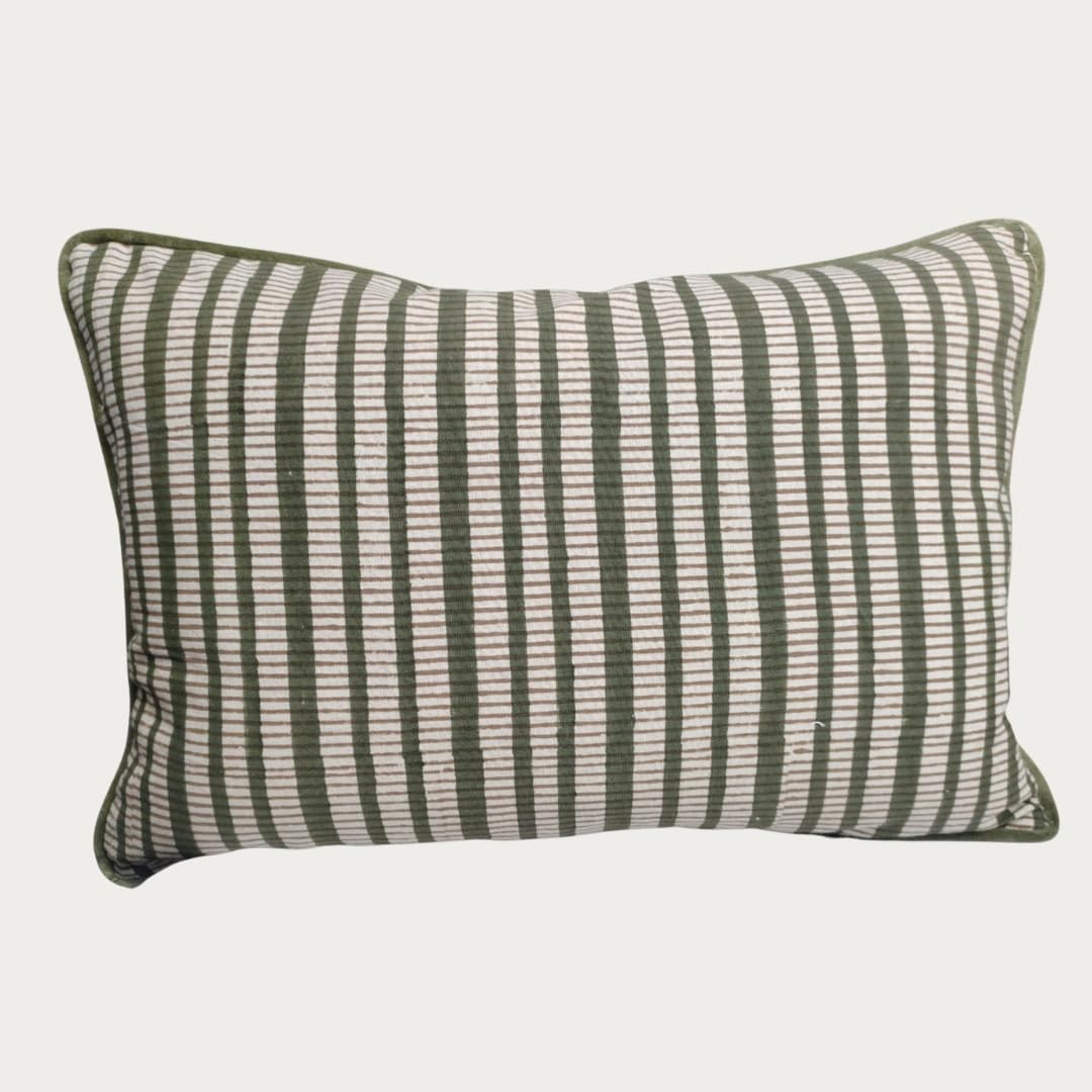 Palm & Loom 100% Cotton,16x24 Lumbar Pillow Cover, Linen Look, Velvet Trim - Block Print Decorative Throw Pillow Cover (Fiza, 16" x 24") | Amazon (US)