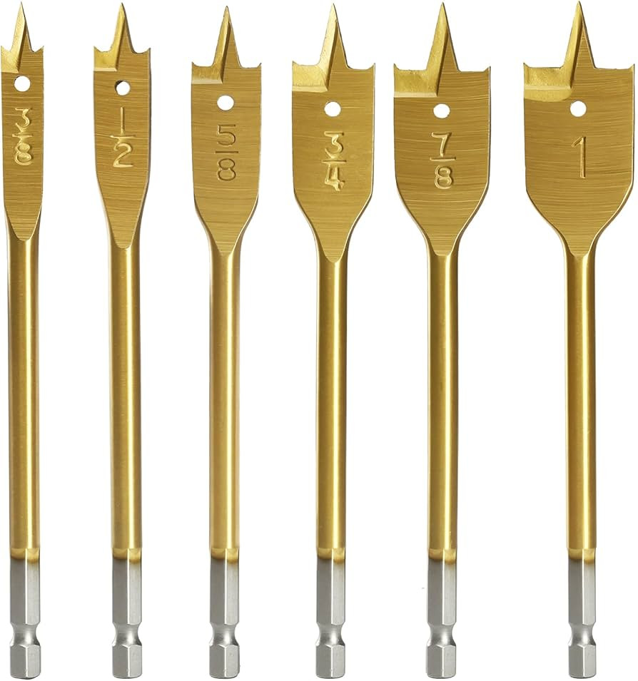 COMOWARE Spade Drill Bit Set- Paddle Flat Bits, Hole Cutter, Titanium Coating, Carbon Steel, Wood... | Amazon (US)