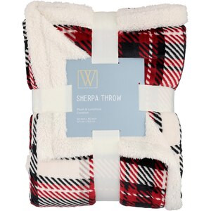 Wayland Square Sherpa Throw Blanket, Red Plaid, 50 x 60 in | CVS Health