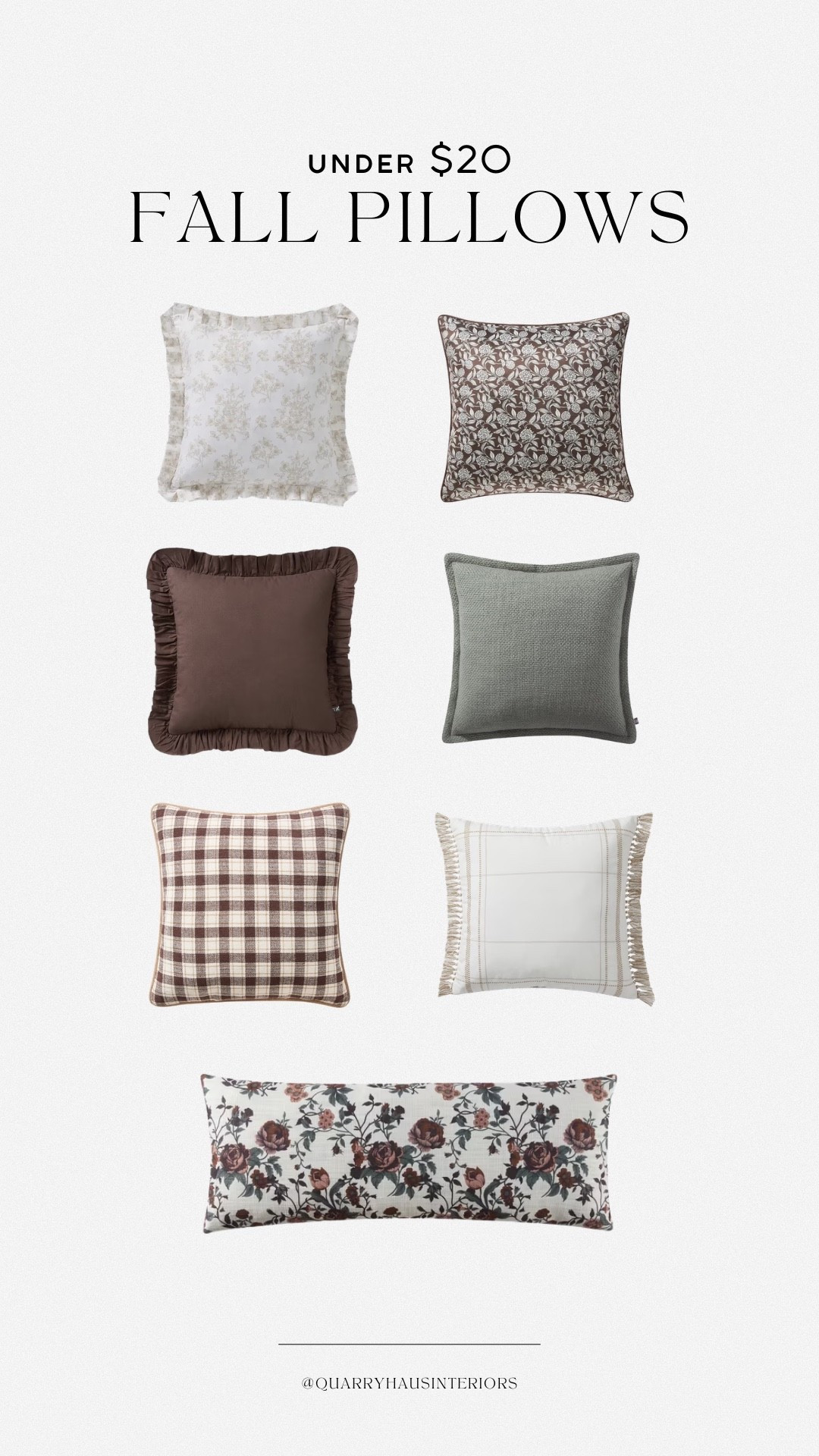 Budget friendly fall pillows - all under $20! The easiest way to bring in the warm and cozy vibes all season long!

Seasonal fall autumn decor indoor living room bedroom entryway

#LTKSeasonal #LTKHome #LTKSaleAlert
