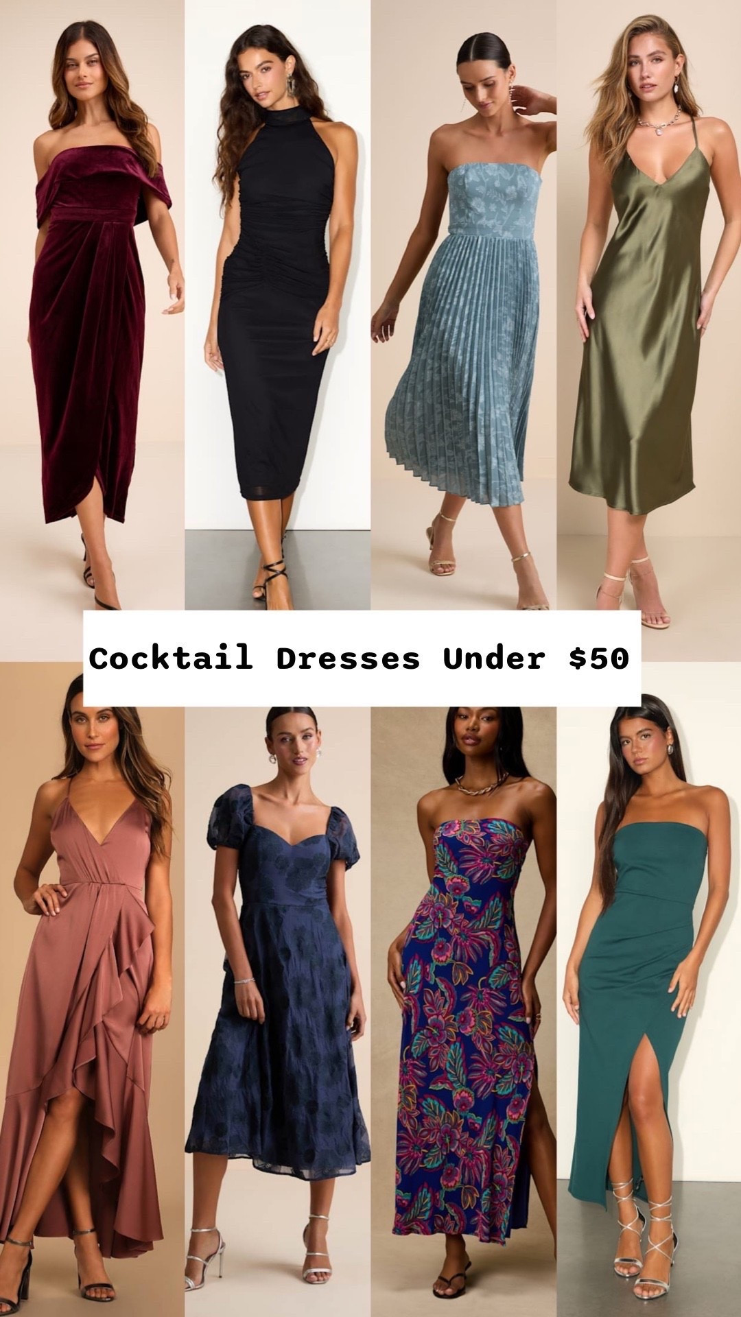 Cocktail dresses under $50 today @Lulus 

Fall dresses, fall wedding guest dresses, wedding guest dress summer.

#LTKWedding #LTKSeasonal