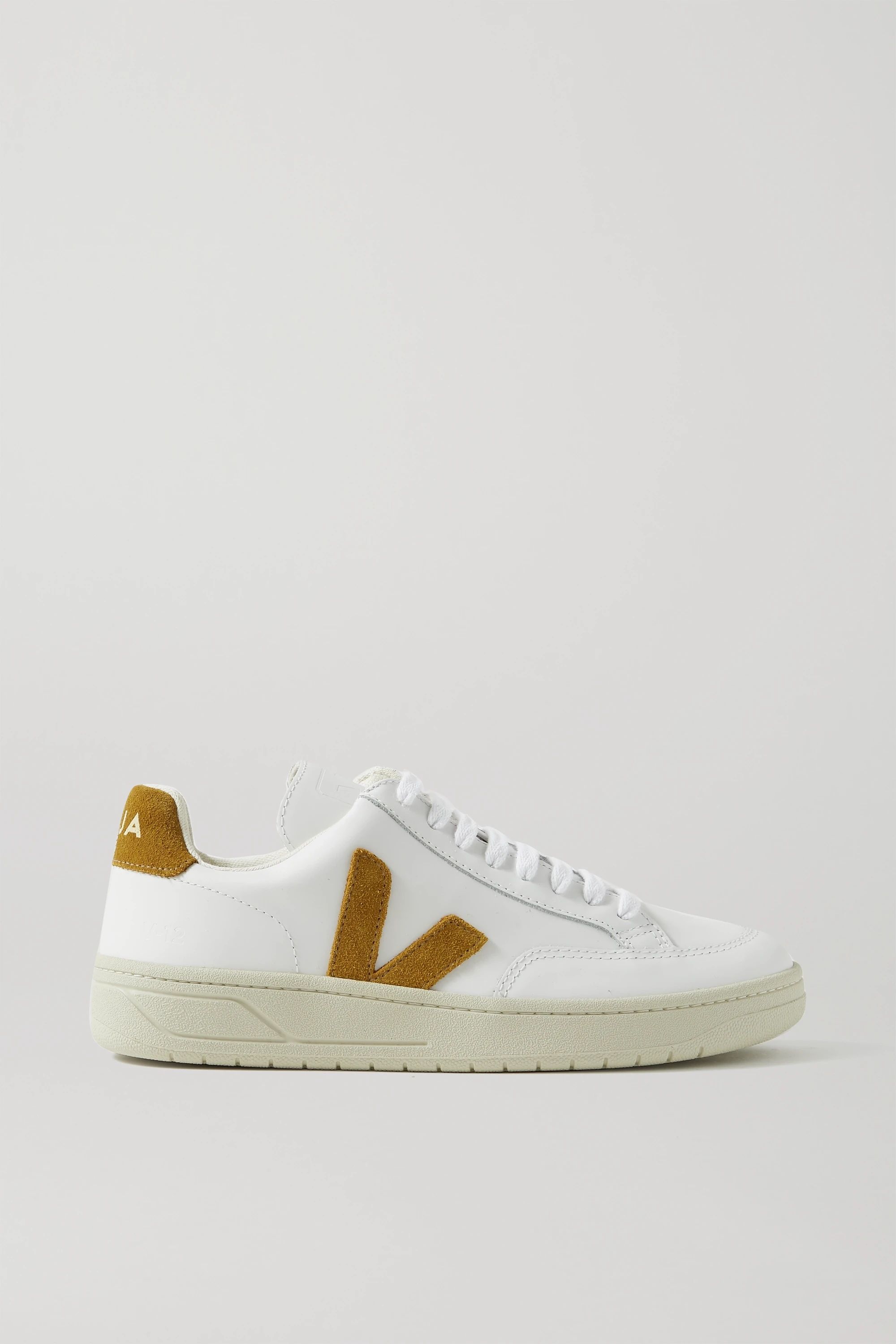White + NET SUSTAIN V-12 suede-trimmed leather sneakers | Veja | NET-A-PORTER | NET-A-PORTER (US)