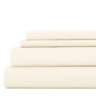 Becky Cameron 4-Piece Ivory Solid Microfiber King Sheet Set IEH-4PC-K-IV - The Home Depot | The Home Depot