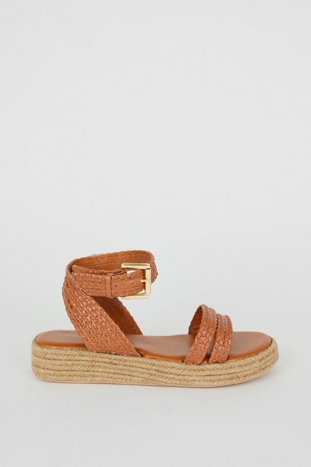 Leather Plaited Double Strap Sandals | Oasis UK & IE