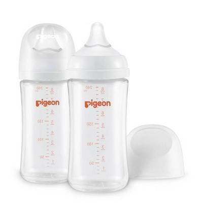 Pigeon Nurture & Nest Wide-Neck Anti-colic Glass Baby Bottles with Nipples - 8 fl oz/2pk: Latex-Free, BPA-Free, Lead-Free | Target