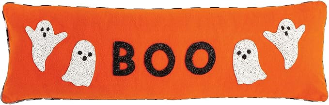 Mud Pie Beaded Long Decorative Pillow Halloween Pillow, Orange | Amazon (US)