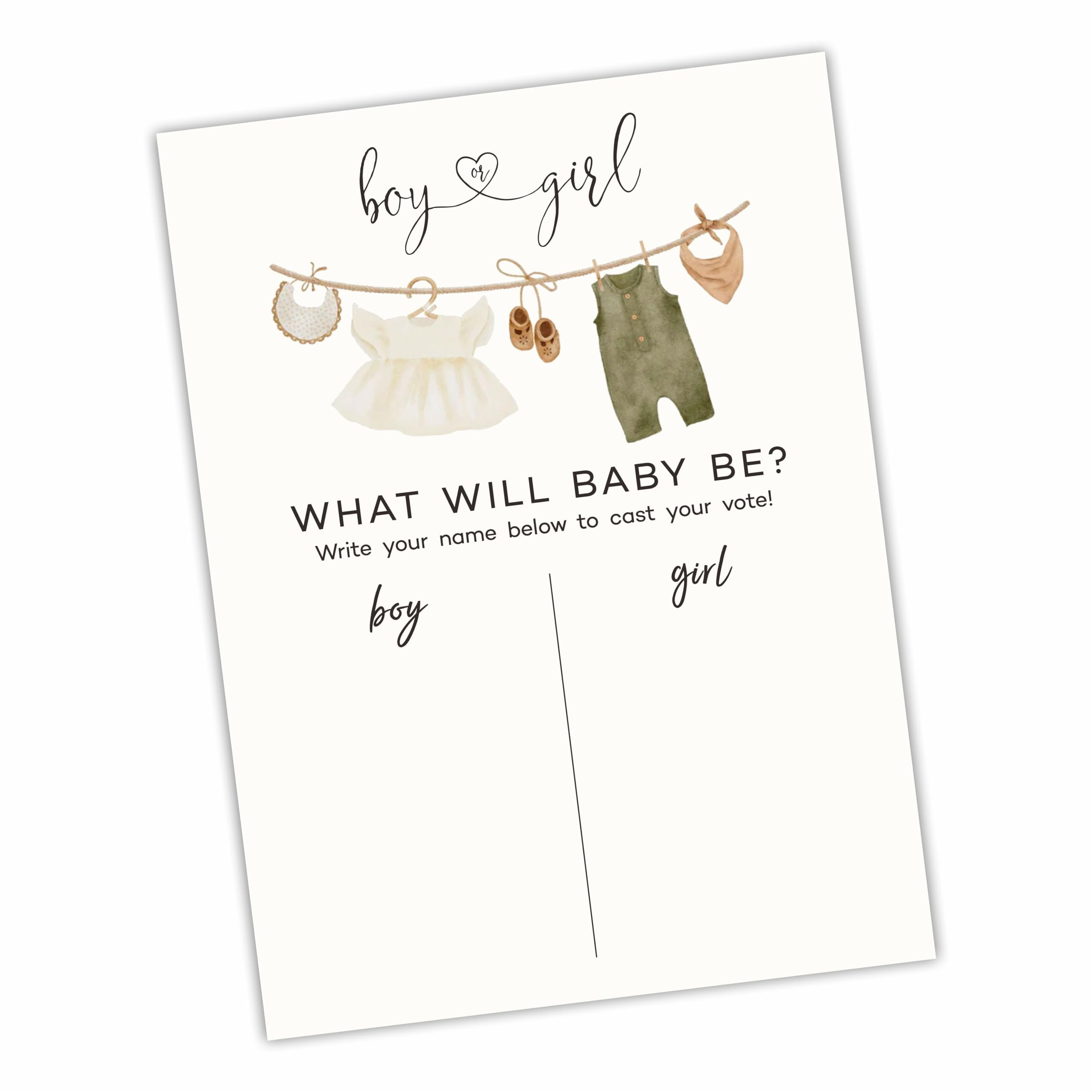 11"x 15" Gender Reveal Signature Voting Sign, Baby Clothes Theme Guess He Or She Game For Baby Sh... | Amazon (US)
