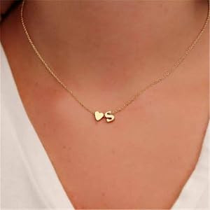 Glimmerst Initial Heart Necklace 18K Gold Plated Stainless Steel Tiny Heart Letter Necklace Perso... | Amazon (US)