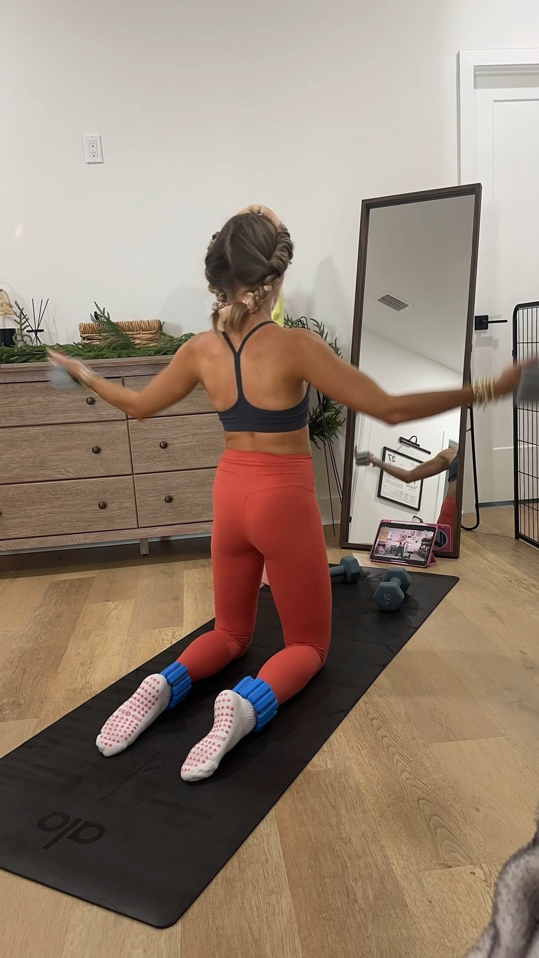 Amazon size XS Lavento Women's All Day Soft Light Yoga Leggings 25" - No Front Seam Workout Legging Active Tights Lululemon dupe and Amazon sports bra size XS Lululemon dupe. 

My workout and workout gear for my daily workout. I take pilates classes from @lexfish on Instagram she has a whole online platform and membership! Most of my pilates gear and tools are from Bala. Bala use code SLOANE15. 
#workoutgear #workoutwear #pilates #ootd #outfit #athleticwear #athleticoutfit #bikershorts #sportsbra #pilatesoutfit #athleisure #bala #pilatesworkout #pilateslovers #pilatestiktok #balabangles

#LTKActive #LTKfitnessgoals #LTKmorningroutine