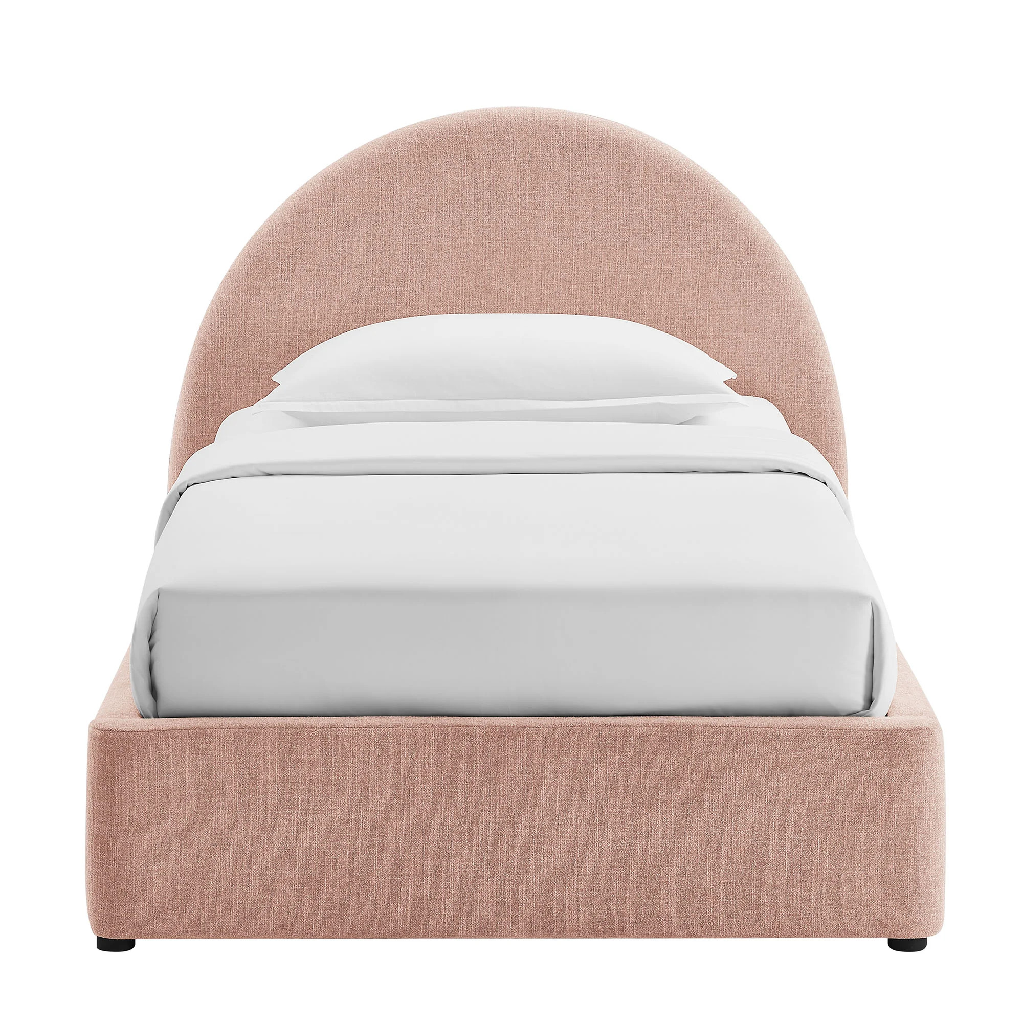 Resort Twin Arched Upholstered Fabric Storage Platform Bed Frame in Ecru | Wayfair North America