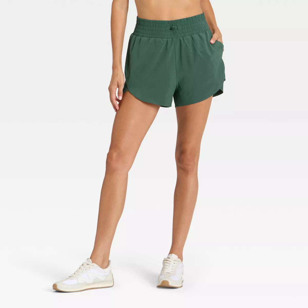 Women's Active Light Woven High-Rise Shorts 3" - All In Motion™ Forest Green XS | Target