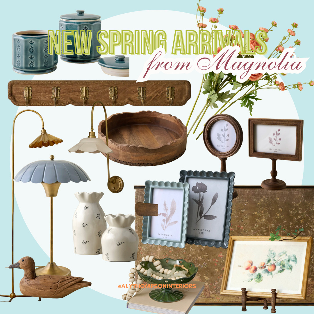 New Spring Arrivals from Magnolia | Wood Bowl | Brass Floor Lamp | Picture Frames | Wooden Duck | Large Art | Canisters | Faux Stem Florals 

 #LTKSeasonal #LTKHome #LTKFindsUnder100
