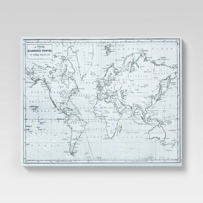 24" x 30" Hand Drawn World Map Unframed Canvas - Threshold™ | Target
