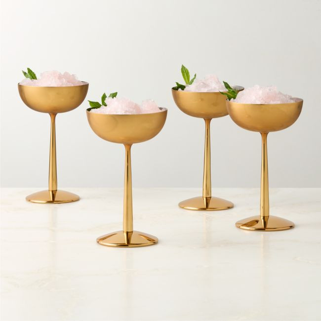 Emporia Brass-Plated Coupe Glasses Set of 4 | CB2