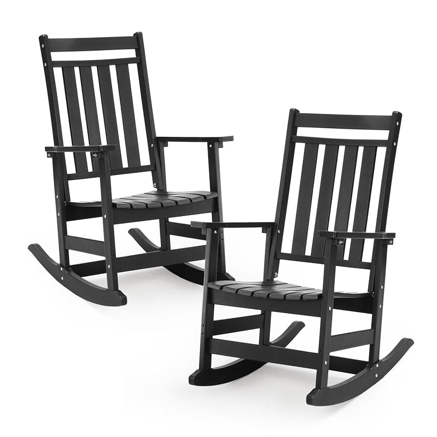 Oversized Outdoor Rocking Chairs Set of 2,All Weather Rocker Chair with More Comfortable Seat Pan... | Amazon (US)