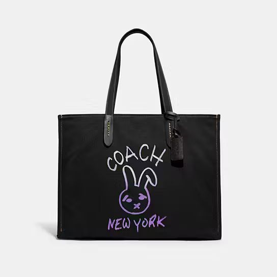 Tote 42 In 100 Percent Recycled Canvas With Bunny Graphic | Coach (US)
