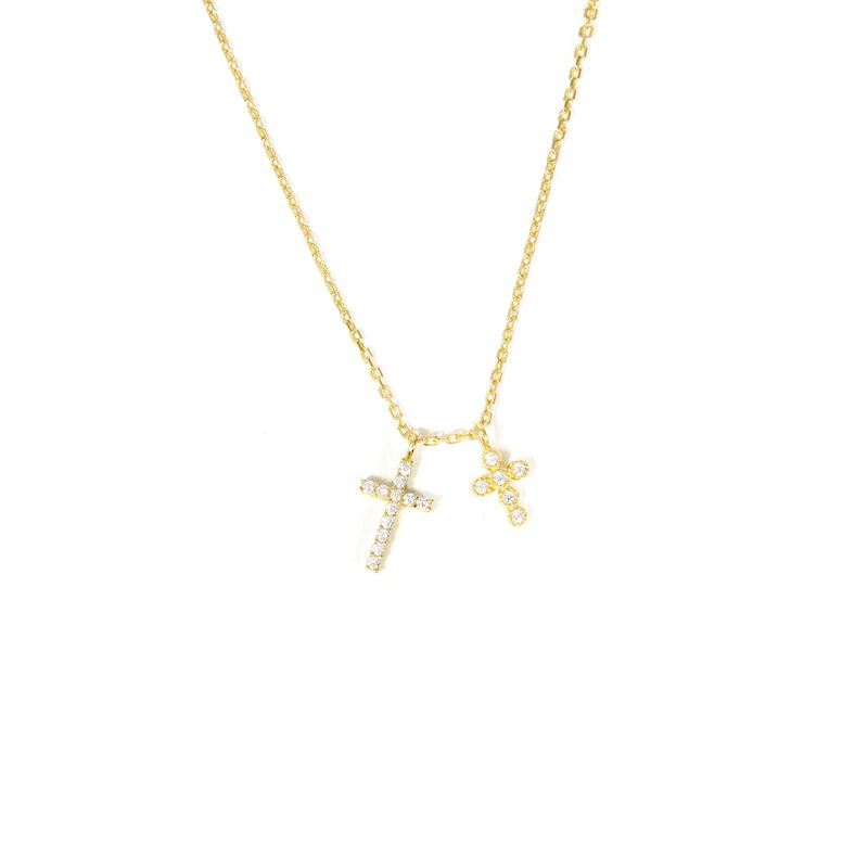 Double Dainty Cross Necklace | The Sis Kiss