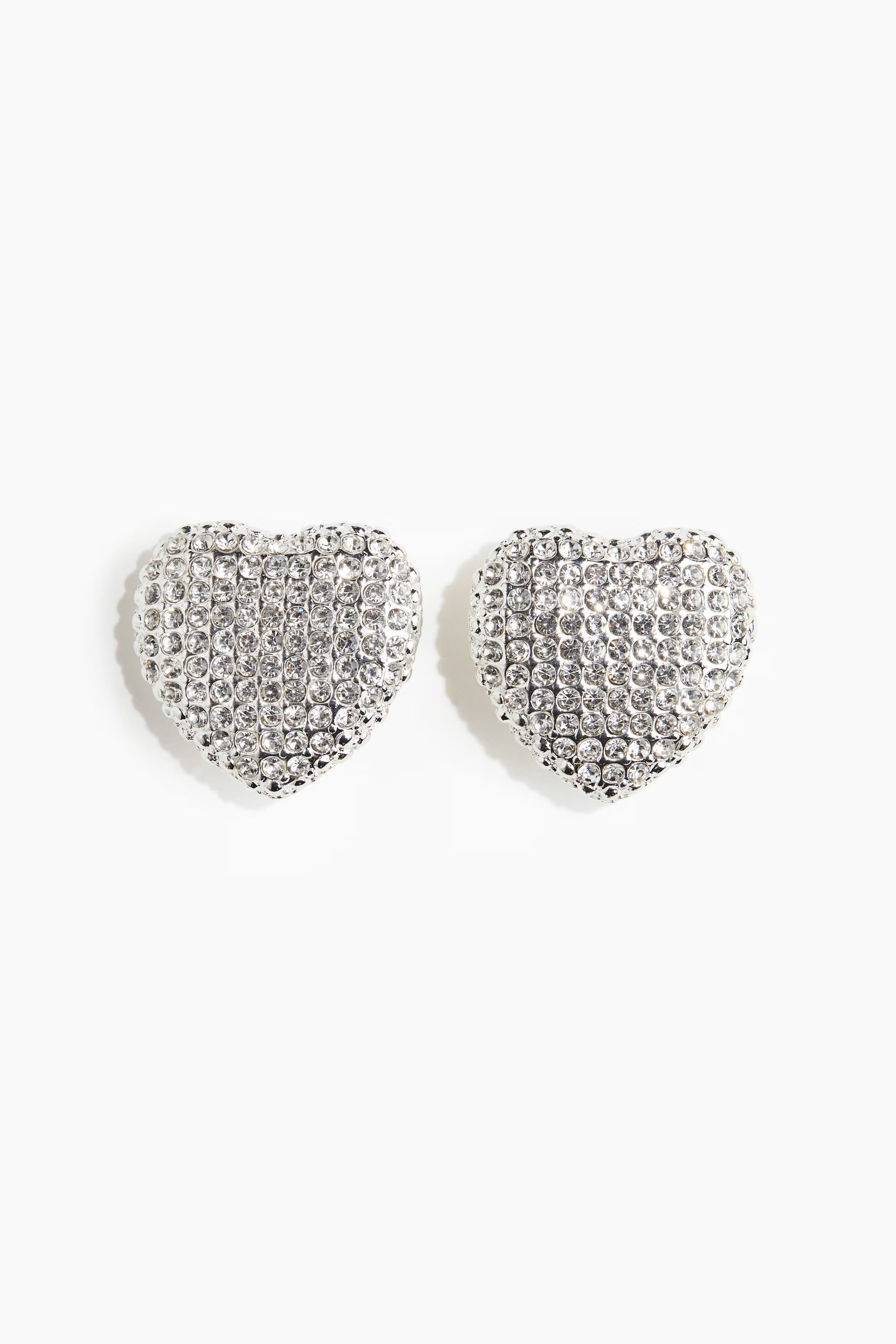 Heart-Shaped Rhinestone Clip Earrings | H&M (US + CA)