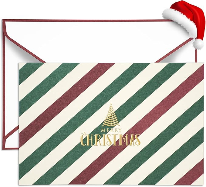 AZAZA Christmas Cards Boxed with Envelopes 20 Pack, Personalized Blank Christmas Cards Gold Foil ... | Amazon (US)