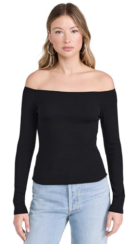 JOE'S JEANS Women's Off Shoulder Top, Black, M | Amazon (US)