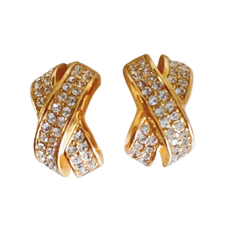 Vintage Christian Dior Gold 1980's Clip on Earrings Signed Rhinestone 1990s - Etsy | Etsy (US)