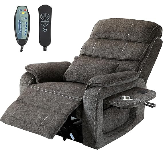 JIKFRIMA Power Lift Recliner Chair for Adults Elderly Chenille Lay Flat Recliners with Massage He... | Amazon (US)