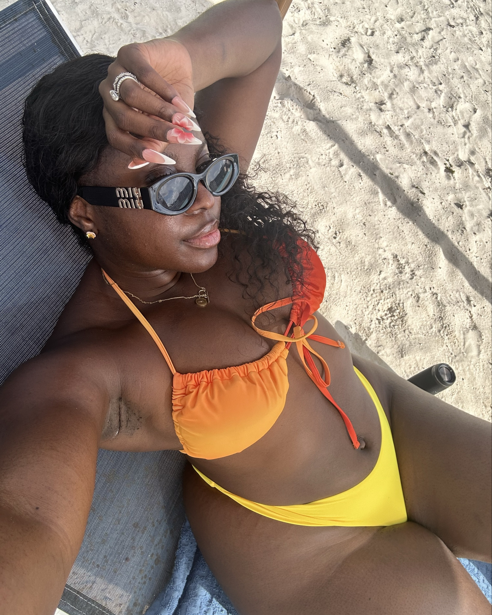 Original bathing suit is sold out so can’t link; added a substitute 

bottoms - Large 
Top - medium 
Cover up - Large 