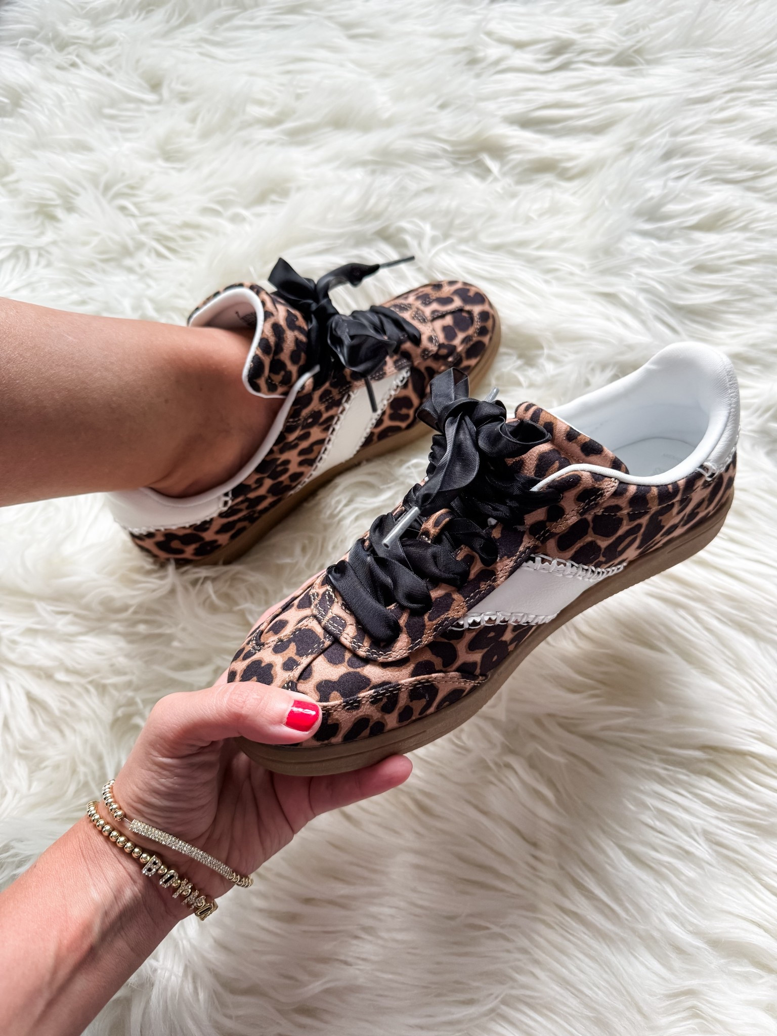 Memory foam leopard sneakers with ribbon laces, yes please! Fit is true to size, wearing size 7. So comfortable and just $40!! 

Target style, fall fashion, back to school 

#LTKPetite #LTKShoeCrush #LTKFindsUnder50