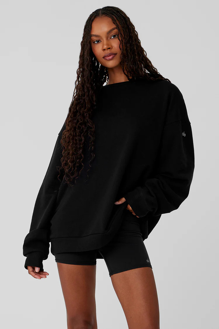 Chill Crew Neck Pullover - Black | Alo Yoga (US)
