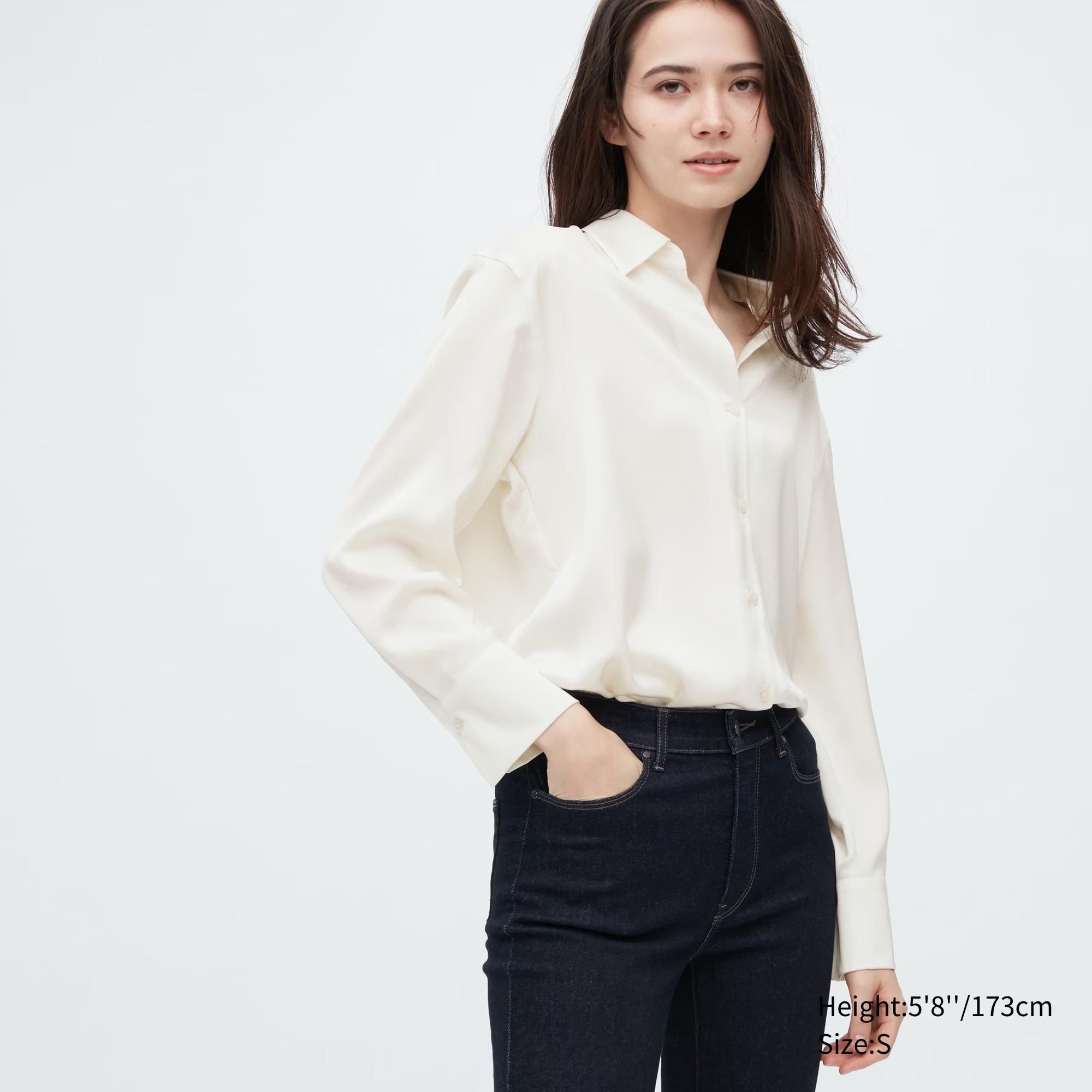 Satin Long-Sleeve Blouse | UNIQLO (US)
