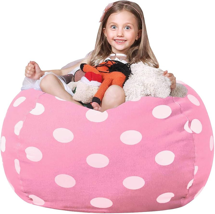 WEKAPO Stuffed Animal Storage Bean Bag Chair Cover for Kids | Amazon (US)