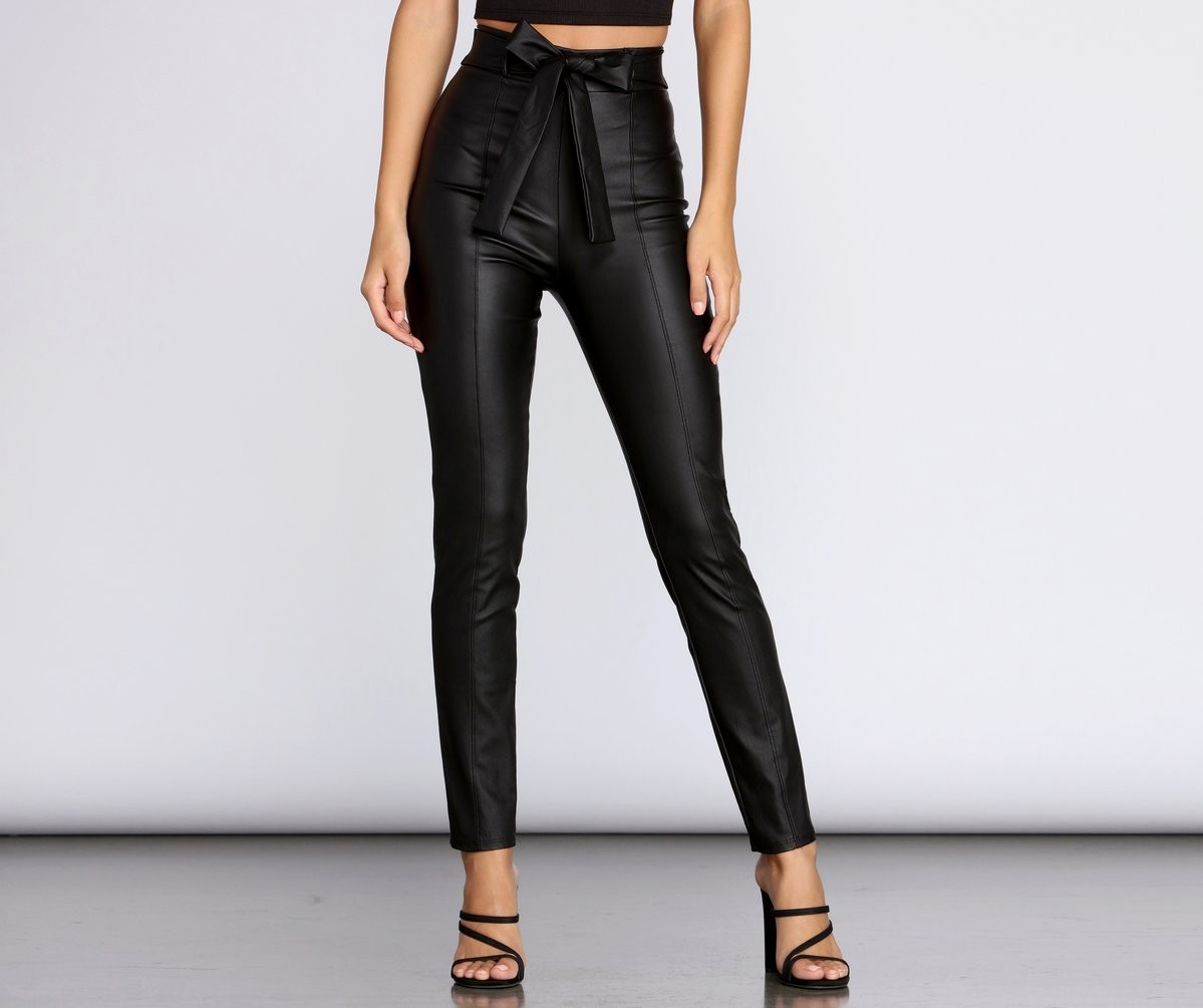 High Waist Faux Leather Skinny Pants | Windsor Stores