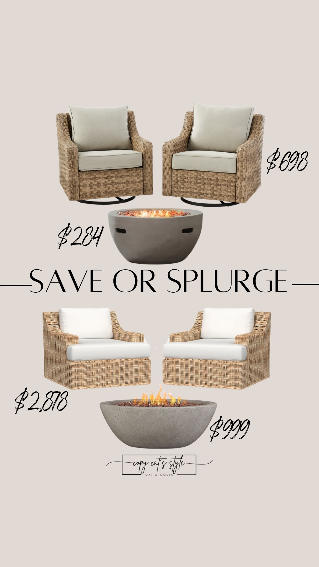 Save or splurge on patio furniture finds! Walmart patio furniture, affordable fire pits. 

#LTKSeasonal #LTKSaleAlert #LTKHome
