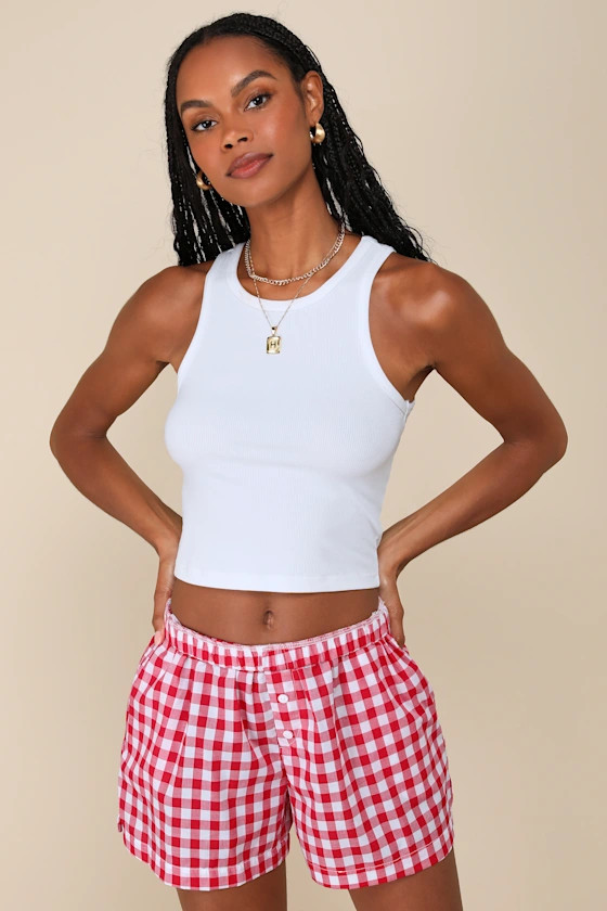 Darling Flirt Red and White Gingham Boxer Shorts | Lulus