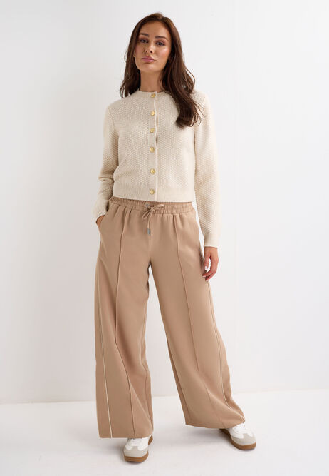 Womens Cream Textured Gold Button Cardigan | Peacocks