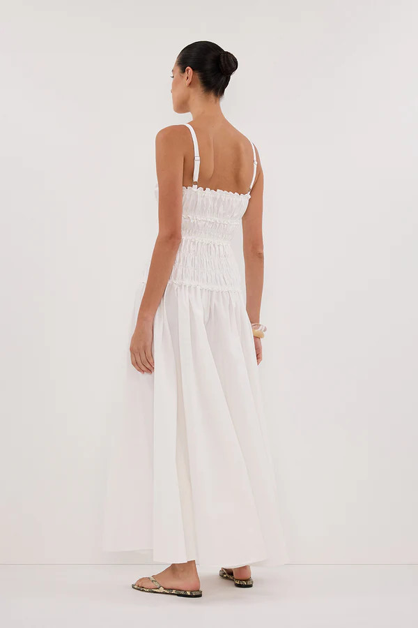 TOBY WHITE COTTON MIDI DRESS | DISSH