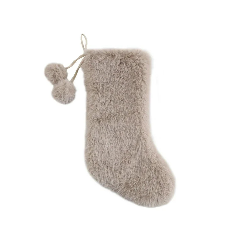 Faux Fur Christmas Stocking, Gray, 18.25", by Holiday Time | Walmart (US)