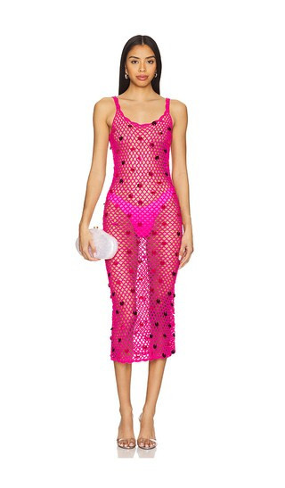 MORE TO COME Adelida Crochet Midi Dress in Pink. - size XS | Revolve Clothing (Global)