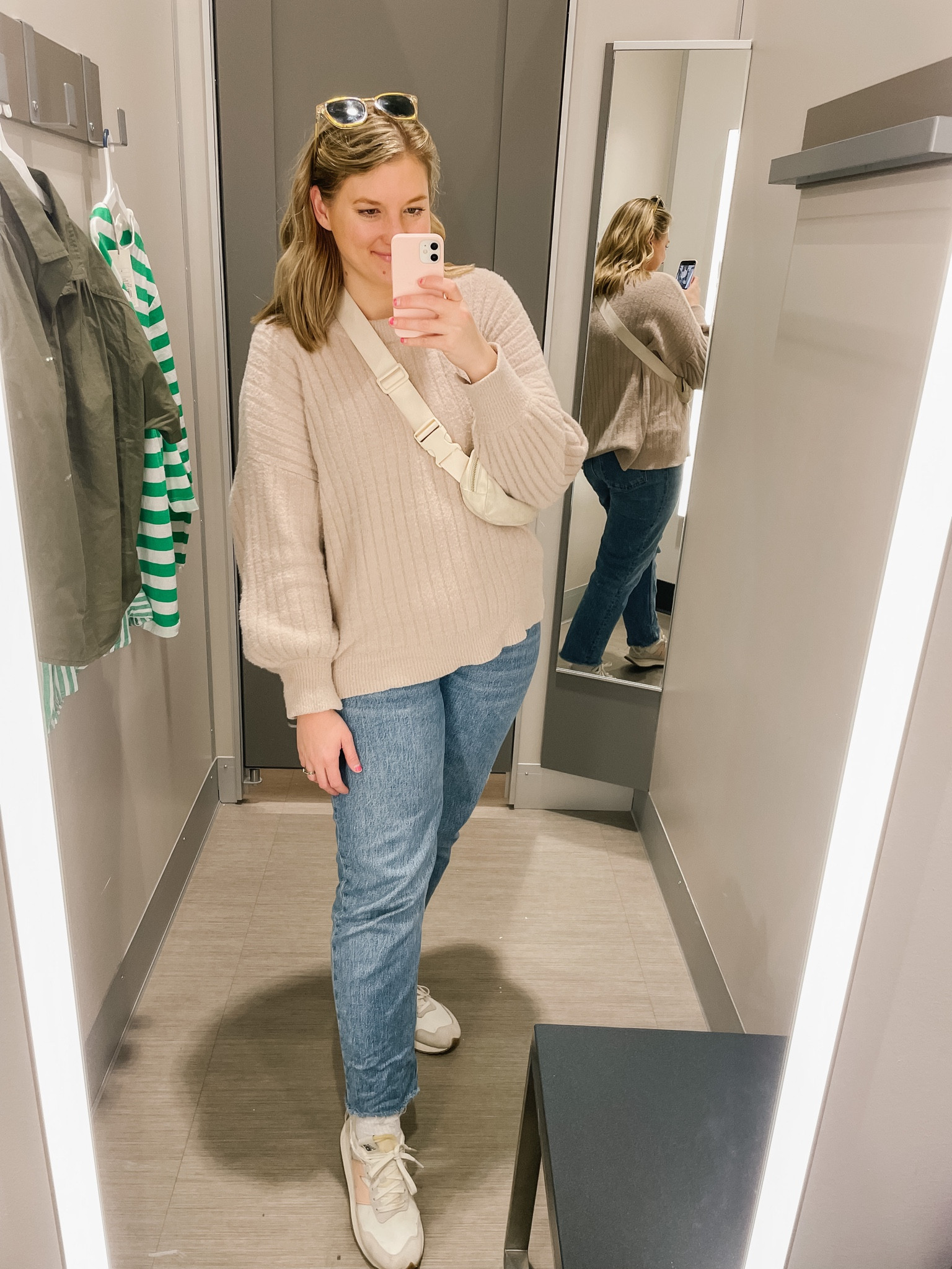 Aerie sweater. Abercrombie jeans. New balance sneakers  

#LTKstyletip #LTKunder100 #LTKSeasonal