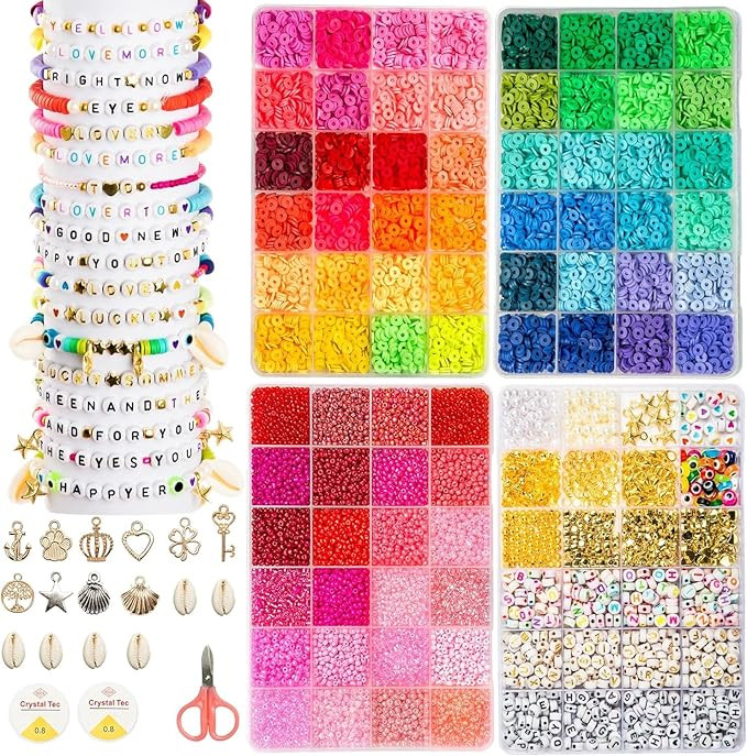 Goldwise Friendship Bracelet Kit 4 Boxes-13056 Pcs 72 Colors Bracelet Making Kits with Clay Beads... | Amazon (US)
