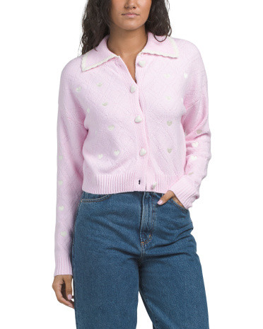 Collared Heart Cardigan | TJ Maxx
