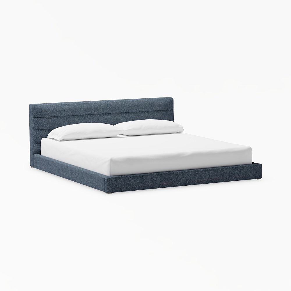 Hudson Upholstered Bed, King, Boucle Twill Indigo | Pottery Barn Teen